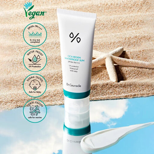 Dr.Ceuracle Cica Regen Waterproof Sun SPF50+ 100ml Водостійкий сонцезахисний крем з центелою азіатською &mdash; Фото 2